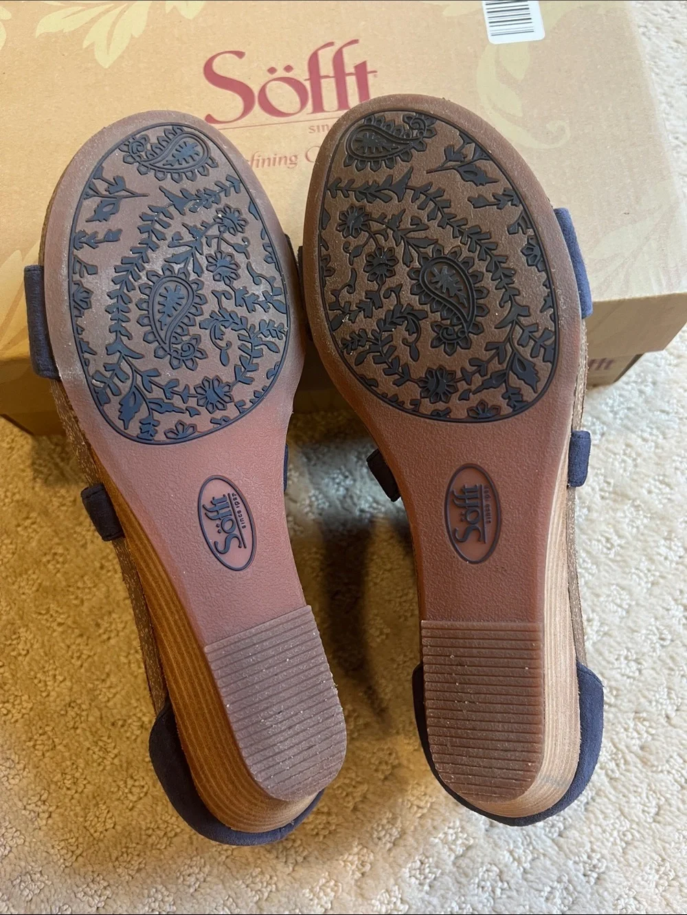 Sofft Valeryn navy Suede Wedge Sandals